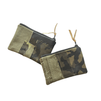 Image 2 of Edit F/W 2025 medium Repurposed Leather & Vintage Fabric Zip Pouch