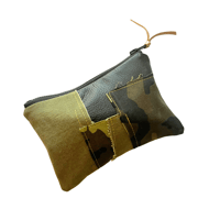 Image 3 of Edit F/W 2025 medium Repurposed Leather & Vintage Fabric Zip Pouch