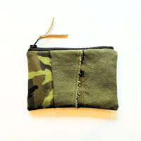 Image 4 of Edit F/W 2025 medium Repurposed Leather & Vintage Fabric Zip Pouch