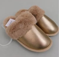 Image 2 of Metallic fuzzy slippers