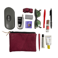 Image 1 of Edit F/W 2025 Large Repurposed Leather Zip Pouch-Magenta/Black Mix