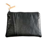 Image 3 of Edit F/W 2025 Large Repurposed Leather Zip Pouch-Magenta/Black Mix