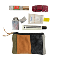 Image 1 of Edit F/W 2025 Small Repurposed Denim/Canvas & Leather Zip Pouch
