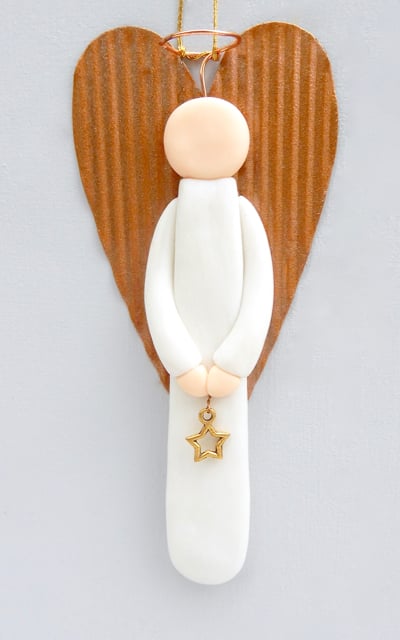 Image of 😇New 2025 Rustic Angel on Corrugated Copper Metal Wings😇