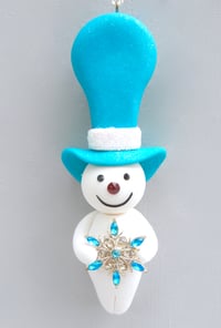 Image 1 of 🩵⛄️🩵 New 2025 Turquoise Tophat w/ Crystal Snowflake  Snowman & Friends