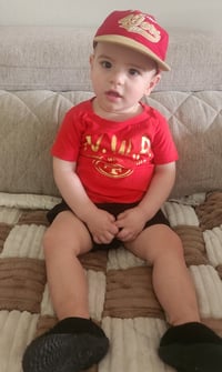 Image 4 of TODDLER & YOUTH N.W.A. RED T-SHIRT, METALLIC GOLD LETTERS 