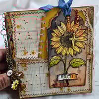 Image 2 of 🌻Golden Stand Sunflower Stamp Sheet | Red Rubber Stamp for Junk Journals (7 Stamps)