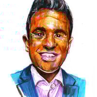 Image 1 of Vivek Ramaswamy | 5x7 | Original Mixed Media Portrait