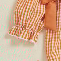 Image 6 of Pumpkin Gingham Baby Romper 🎃🧡