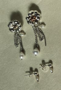 Image 2 of Chained Flower Earrings - set