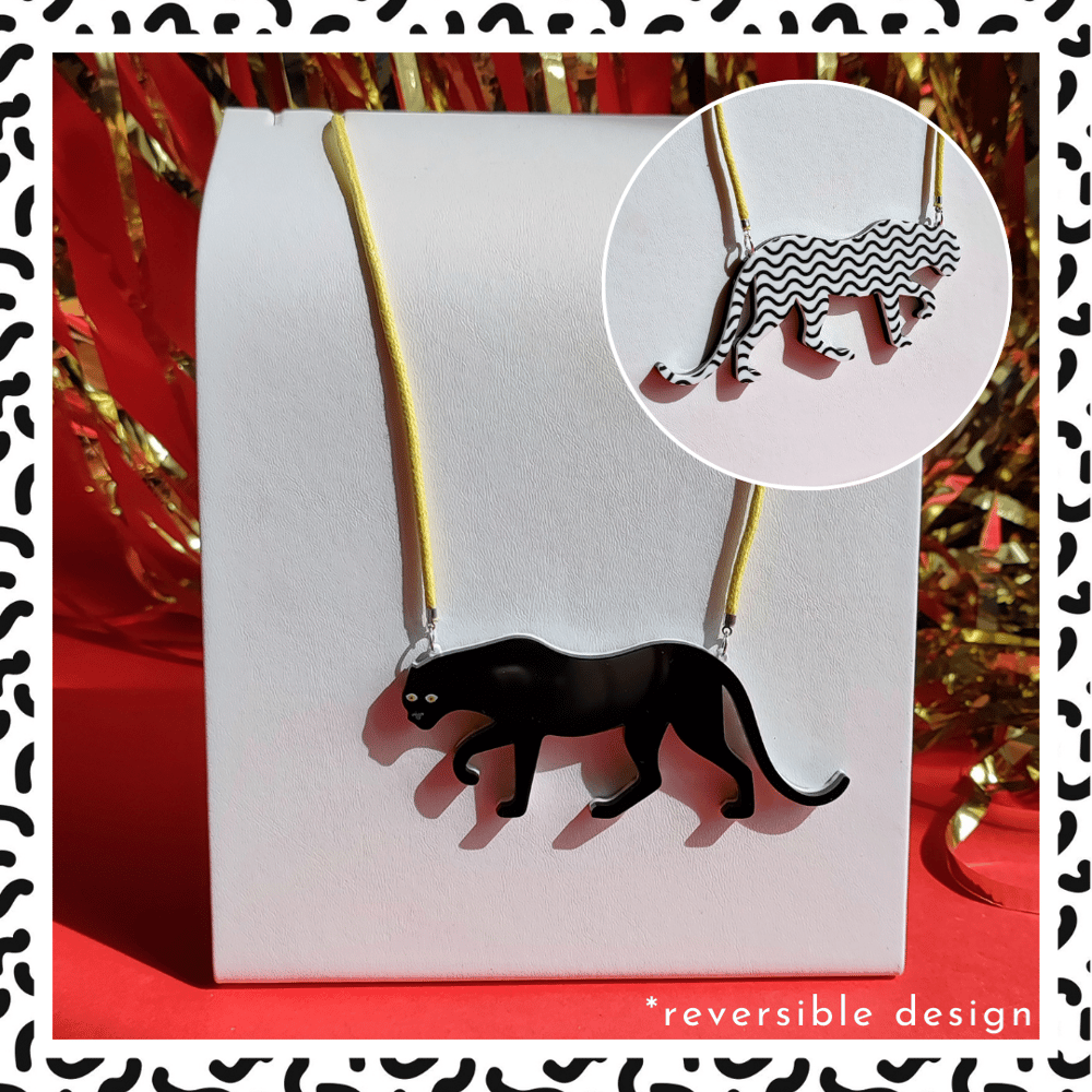 Image of Reversible Panther Statement Acrylic Necklace