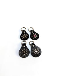Image 2 of Round Leather Keychain Black
