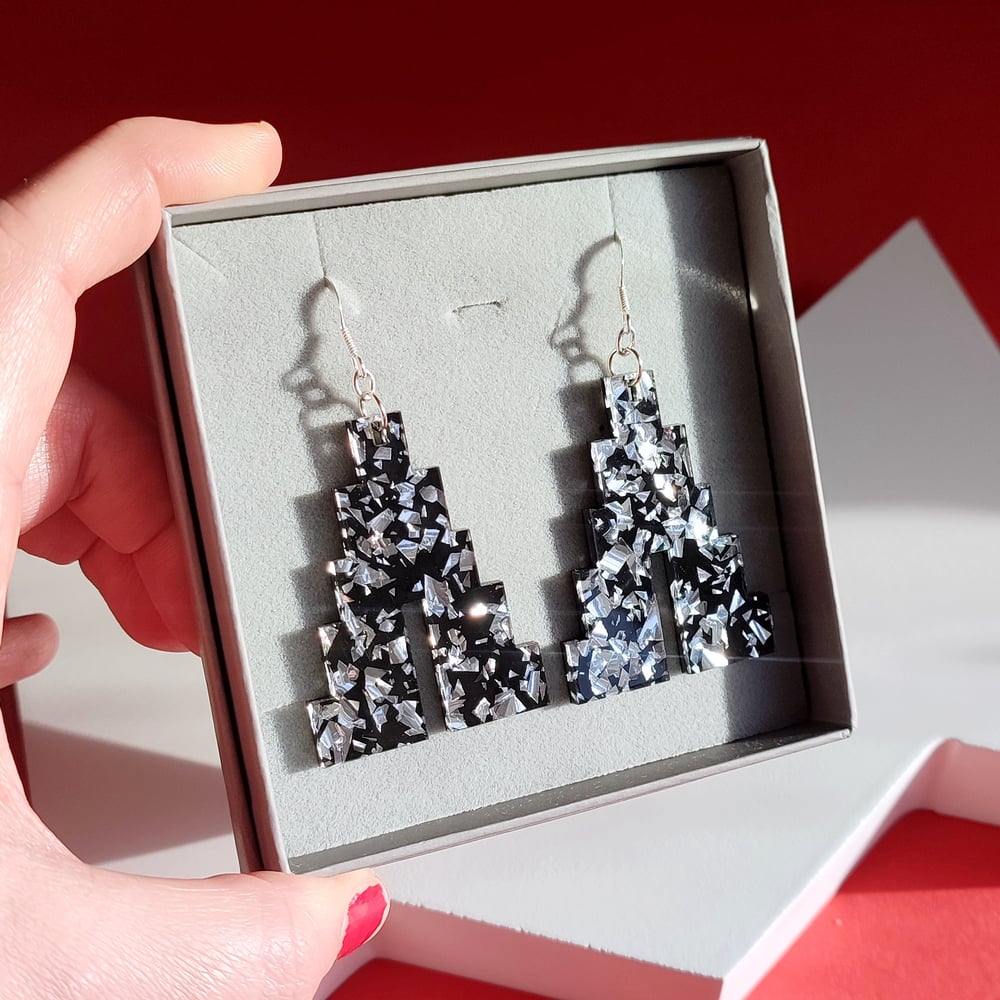 Image of Glitzy Statement Pyramid Earrings