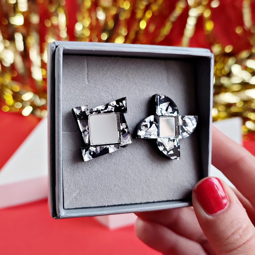 Image of Mis-matched Glitzy Mirror Studs