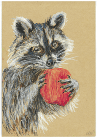 Image 2 of A5 animal oil pastel drawing