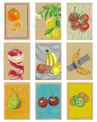 Image 1 of A5 fruit oil pastel drawings