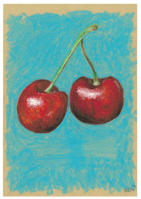 Image 2 of A5 fruit oil pastel drawings