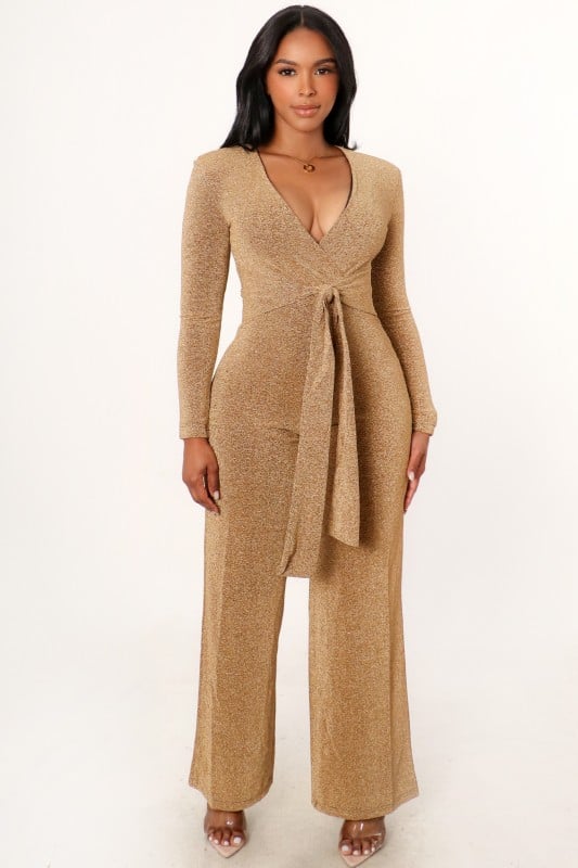 Image of Glitter Plunge Jumpsuit