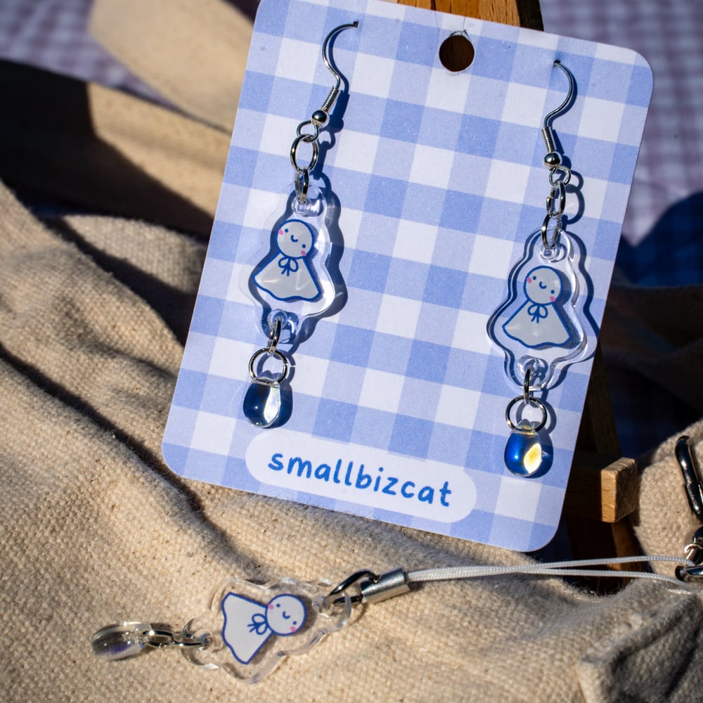 Image of Ghost Charm and Earrings