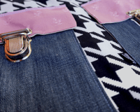 Image 2 of Sac pied de poule rose et jean