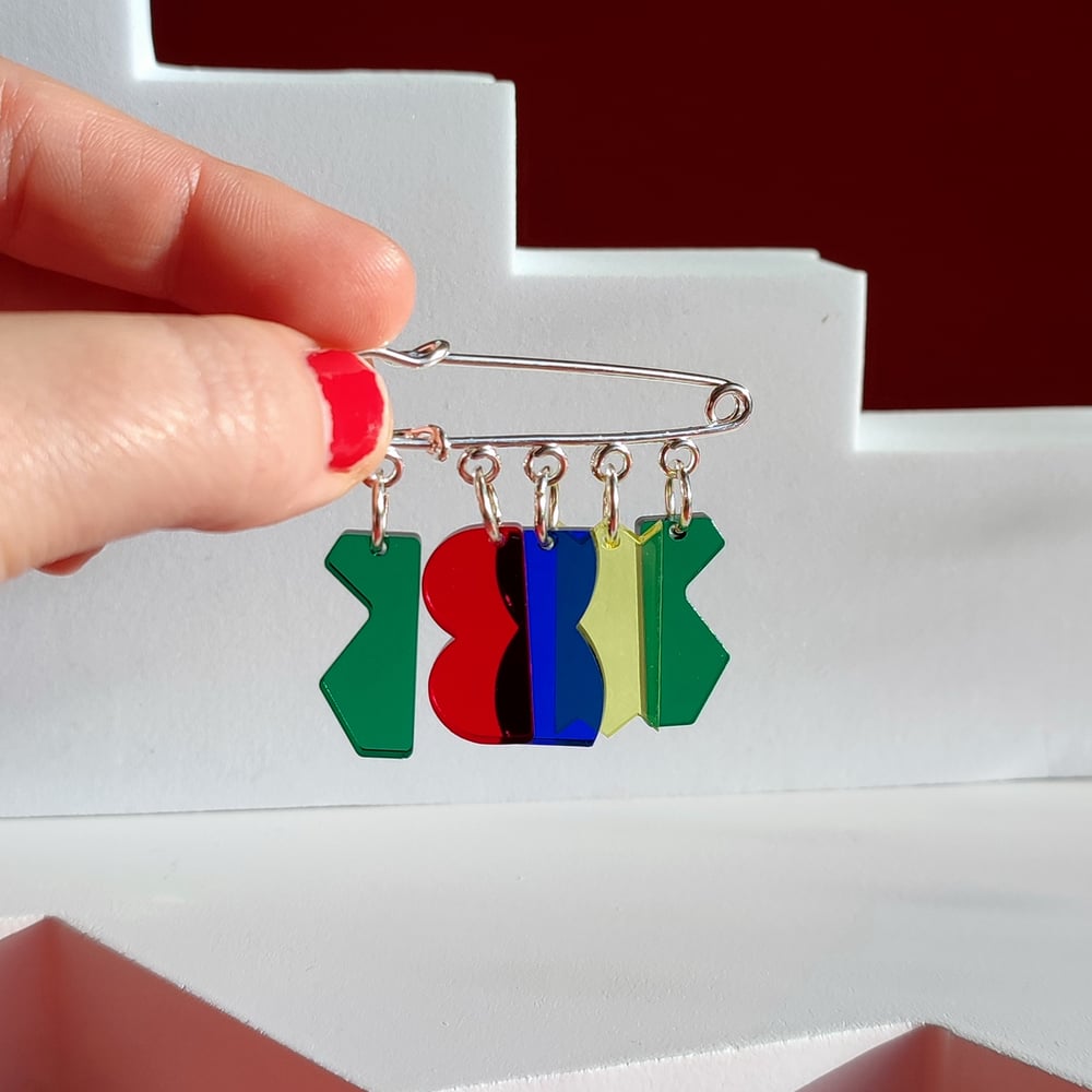 Image of Colourful Abstract Shapes Kilt Pin Brooch