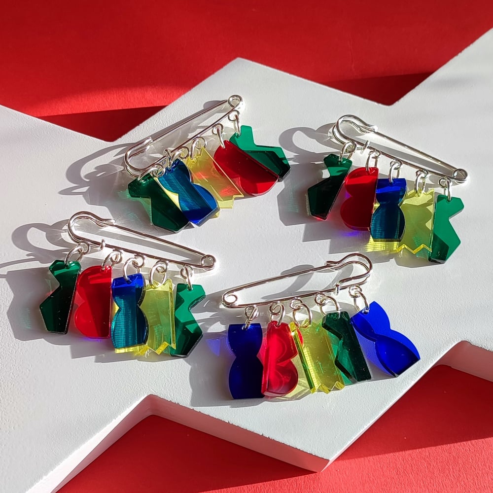 Image of Colourful Abstract Shapes Kilt Pin Brooch