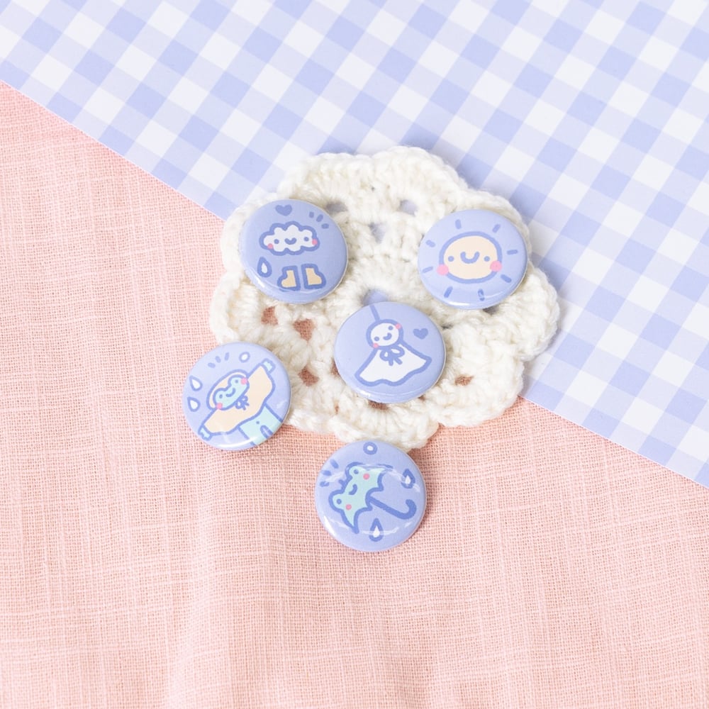 Image of Buttons Set Rain Theme