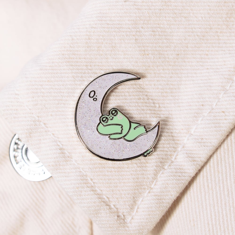 Image of Enamel Pin Shark Watering Can Moon