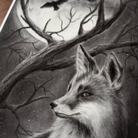 Image 5 of “Lunar fox” mini matted fine art print 