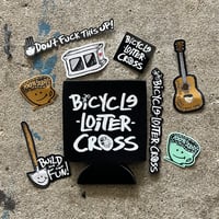 Bicycle Loiter Cross coozie with sticker pack!