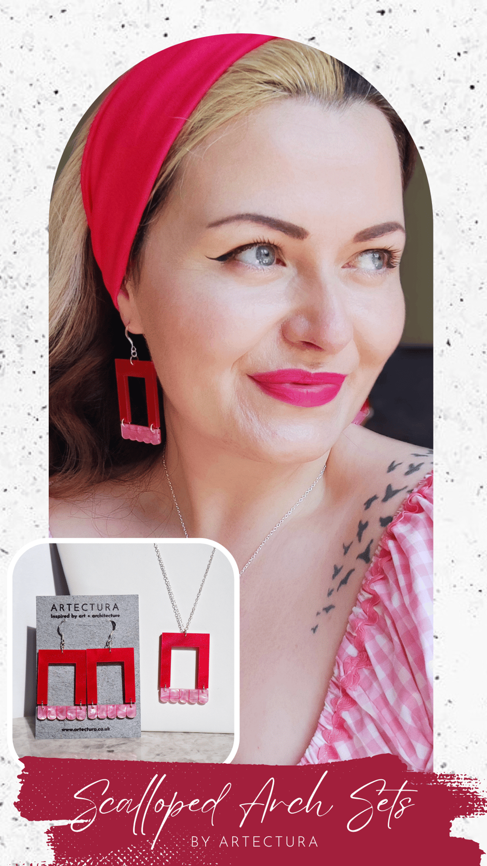 Image of Scalloped Arch Necklace and Earrings Gift Set