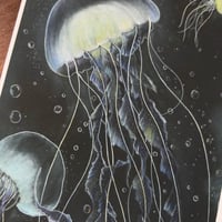 Image 5 of “Playful jellies” mini matted fine art print 