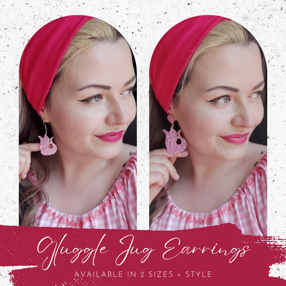 Image of Statement Gluggle Jug Acrylic Earrings - Blue or Pink
