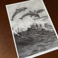 Image 3 of “Wave runners” mini matted fine art print 