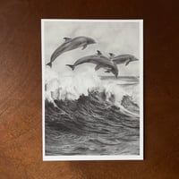 Image 5 of “Wave runners” mini matted fine art print 