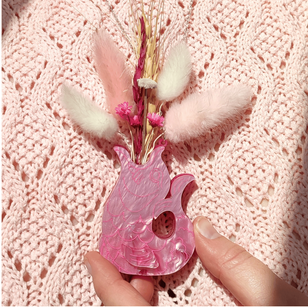 Image of Gluggle Jug Statement Acrylic Posy Pendant Necklace 