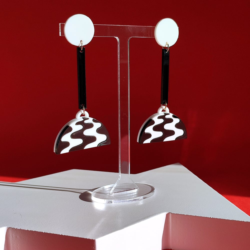 Image of Wavy Pendant Light Statement Acrylic Earrings