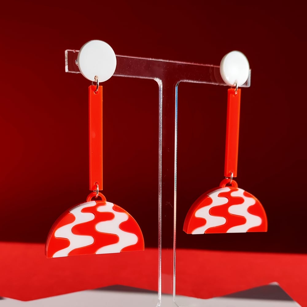 Image of Wavy Pendant Light Statement Acrylic Earrings