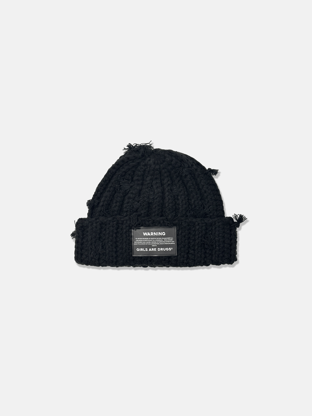 Image of GIRLS ARE DRUGS® HAND TIED BEANIE - 'BLACK / BLACK'