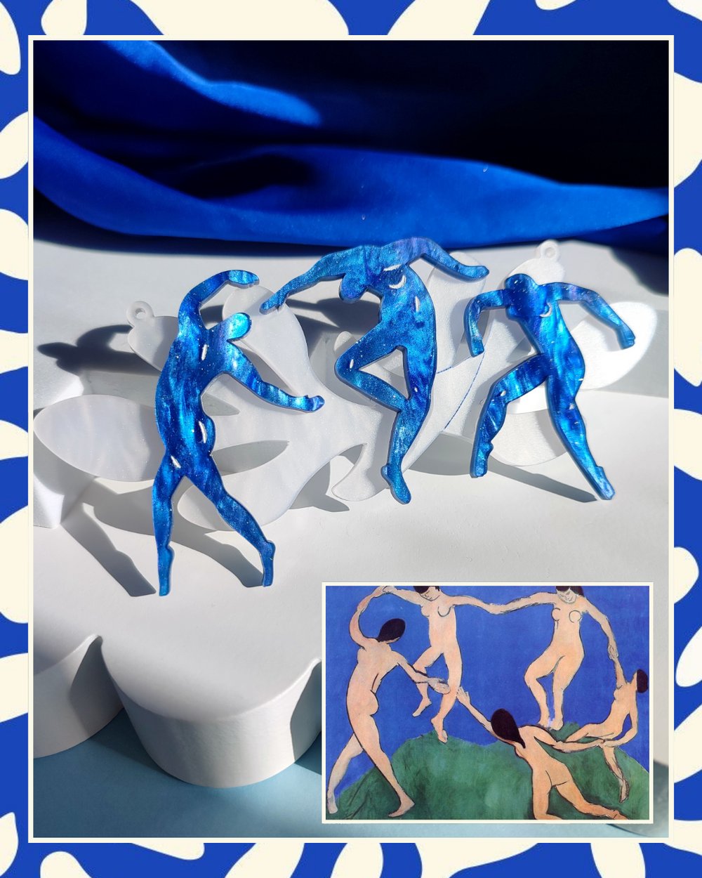 Image of Matisse Inspired Trio of Dancing Nudes Statement Acrylic Necklace