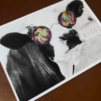 Image 4 of “Funky cow”  mini matted fine art print 