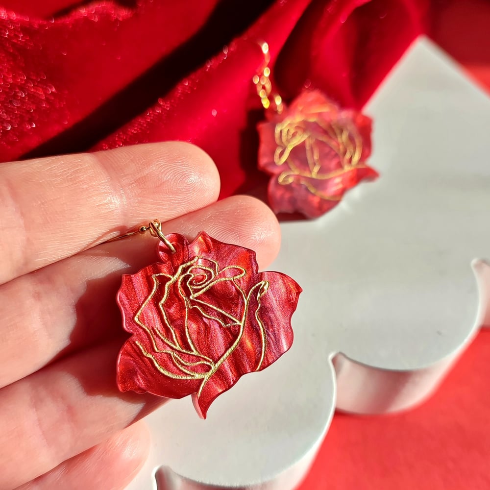 Image of Romantic Rose Drop Earrings