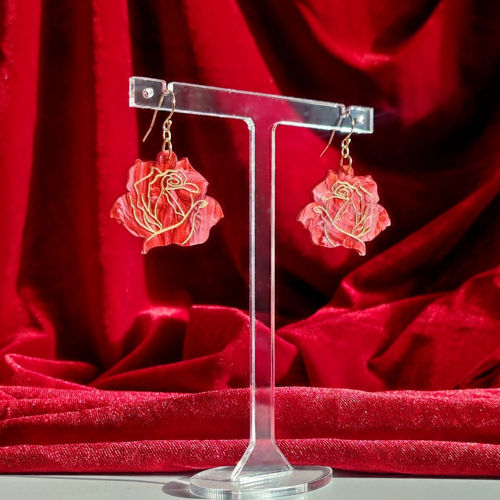 Image of Romantic Rose Drop Earrings