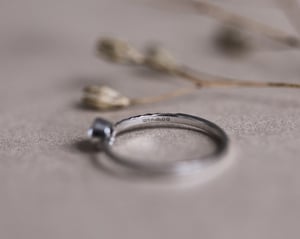 Image of Platinum, 4.0mm white Rose-cut diamond faceted ring (LON228)