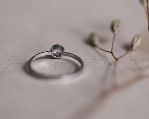 Image of Platinum, 4.0mm white Rose-cut diamond faceted ring (LON228)