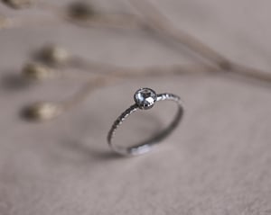 Image of Platinum, 4.0mm white Rose-cut diamond faceted ring (LON228)