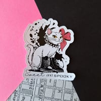 Image 4 of Stickers white punk kitty with a big bow - sweet and spooky