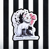 Image 1 of Stickers white punk kitty with a big bow - sweet and spooky