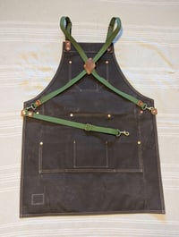 Image 2 of Waxed Canvas Apron (Dark Brown/Olive)