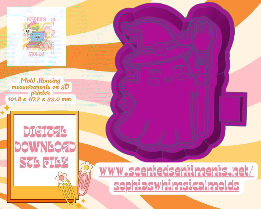 Image of Cute Ghost Witch Mold|Housing Mold Maker STL File for Freshies|Candle|Aroma Beads|Freshie Mold|D